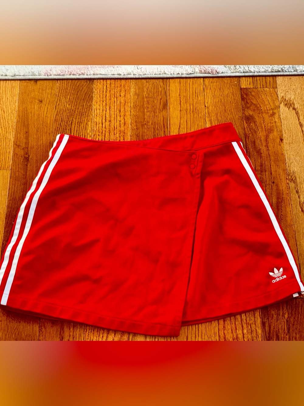 adidas Red Women's Athletic Skort with White Side Stripes